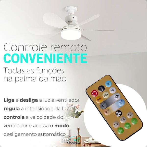 Imagem de Ventilador Luminária De Teto Com Controle Remoto 110v/220v Led Branco Premium