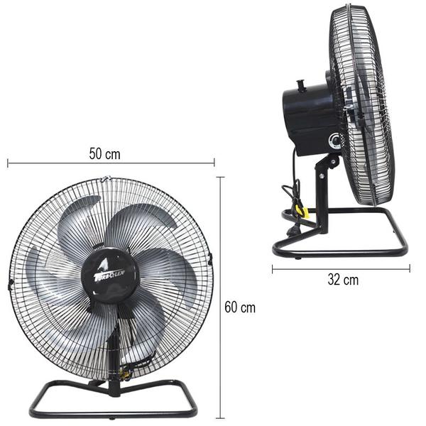 Imagem de Ventilador Mesa Chão 50cm Bivolt 110V 220V 200W Industrial Turbo Turbão 6 Pás GF Vitalex Preto