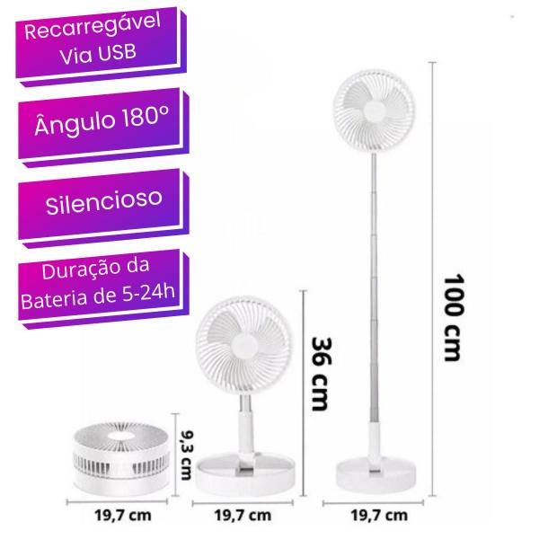 Imagem de Ventilador Mesa  Coluna Silencioso Portátil Recarregável Barraca Escritório