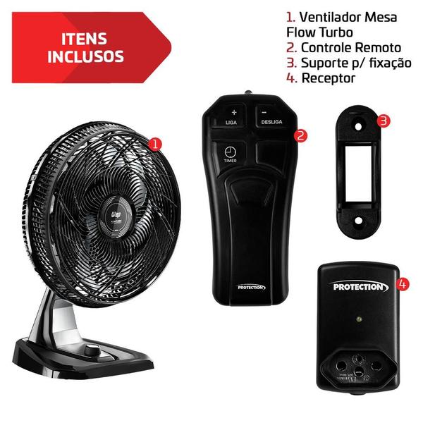 Imagem de Ventilador Mesa E Parede Wap Flow Turbo 8 Pás Com Controle Remoto Pt-370 Protection