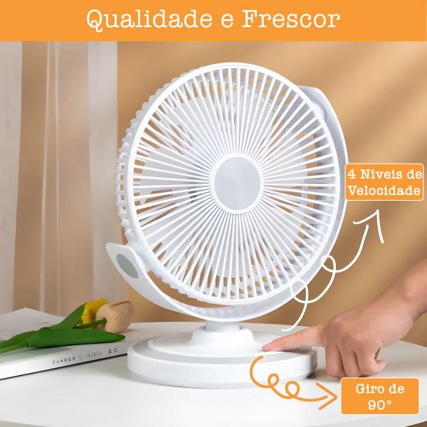 Imagem de Ventilador Mesa Portátil Recarregável Silencioso 10W 25cm