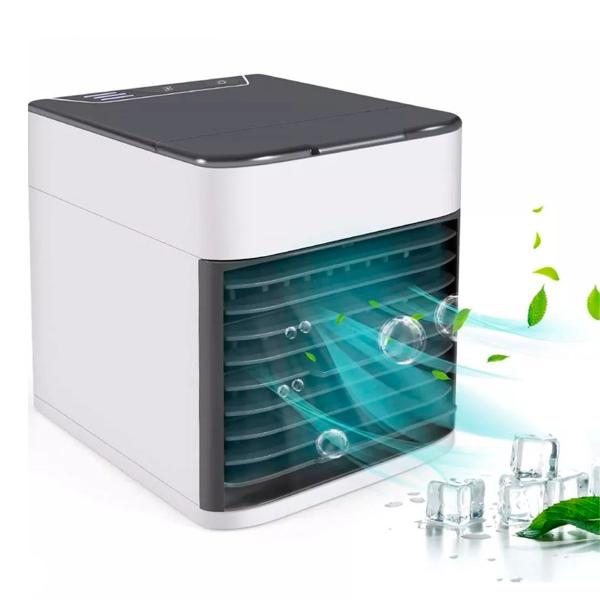 Ventilador mini ar condicionado USB portátil com luz LED para pequenos ambientes - BIVOLT Imagem de Ventilador mini ar condicionado USB portátil com luz LED para pequenos ambientes