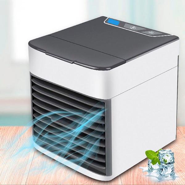 Ventilador mini ar condicionado USB portátil com luz LED para pequenos ambientes - BIVOLT Imagem de Ventilador mini ar condicionado USB portátil com luz LED para pequenos ambientes