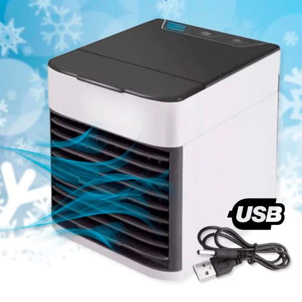 Ventilador mini ar condicionado USB portátil com luz LED para pequenos ambientes - BIVOLT Imagem de Ventilador mini ar condicionado USB portátil com luz LED para pequenos ambientes