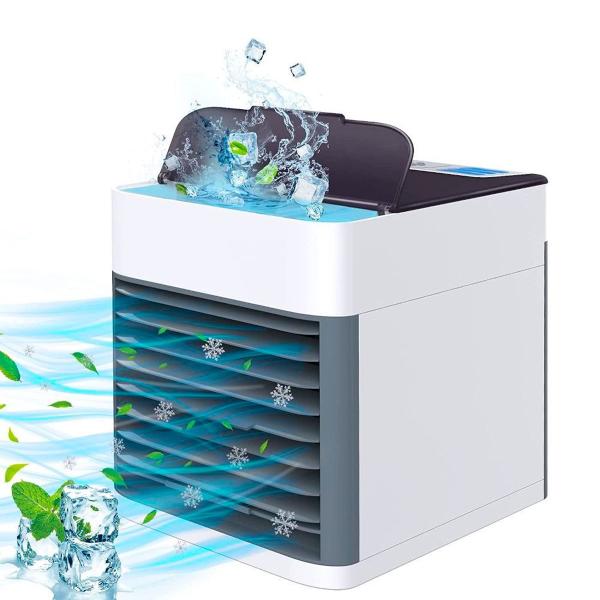 Ventilador mini ar condicionado USB portátil com luz LED para pequenos ambientes - BIVOLT Imagem de Ventilador mini ar condicionado USB portátil com luz LED para pequenos ambientes