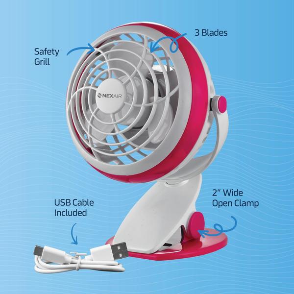 Imagem de Ventilador NEXAIR NEXAIR 4 Clip ou mesa alimentado por USB/bateria de 10 cm