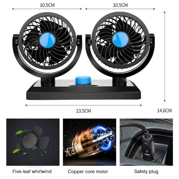 Imagem de Ventilador Ônibus Caminhão Duplo 12v Forte 2 Velocidades