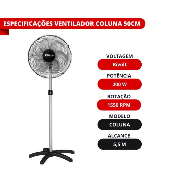 Imagem de Ventilador Oscilante Coluna 50cm Turbo 6 Pás 200w Bivolt Vitalex