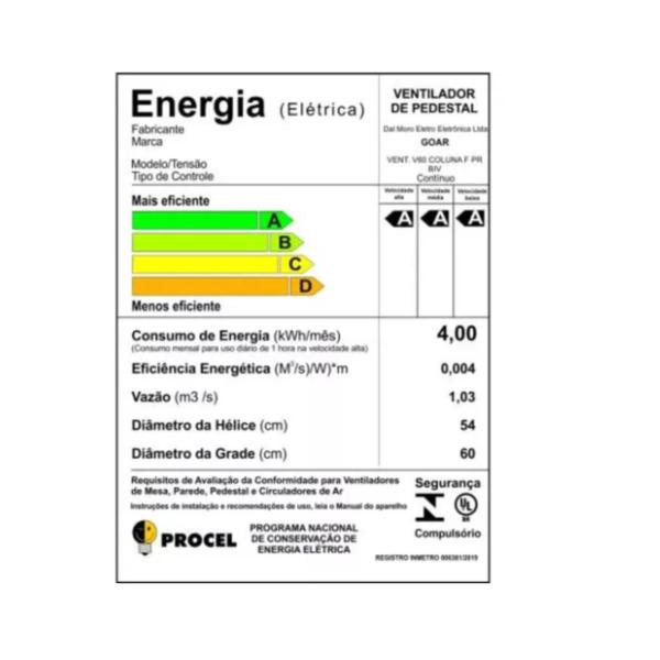 Imagem de Ventilador Oscilante de Coluna 60 cm Preto Bivolt GOAR