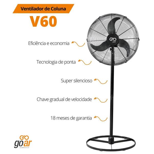 Imagem de Ventilador Oscilante de Coluna 60 cm Preto Bivolt GOAR