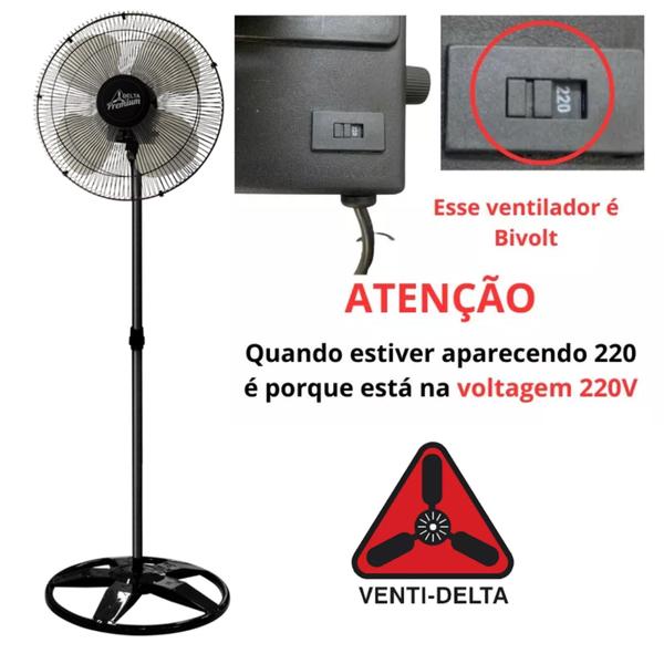 Imagem de Ventilador Oscilante de Coluna Premium 50cm biv grade aço Venti Delta 69-5412