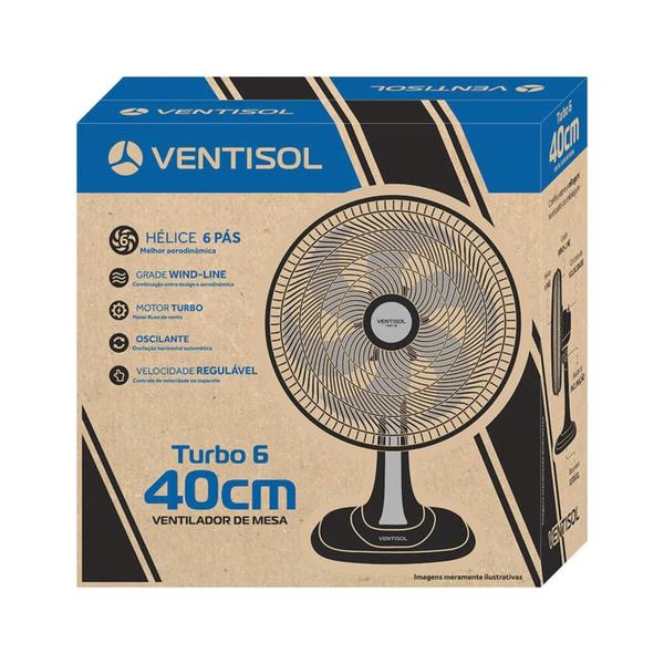 Imagem de Ventilador Oscilante de Mesa 40cm Preto 127V 6 Pás Premium Ventisol - 550