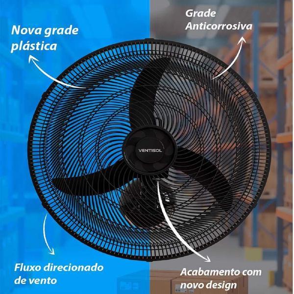 Imagem de Ventilador Oscilante De Parede 50Cm New Preto Ventisol