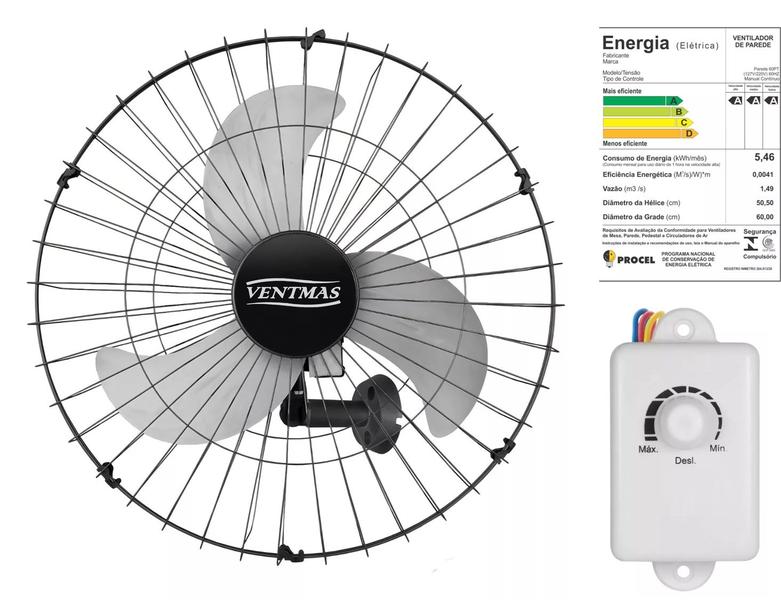 Imagem de Ventilador oscilante de parede 60 cm ventmas 200w - duralínea