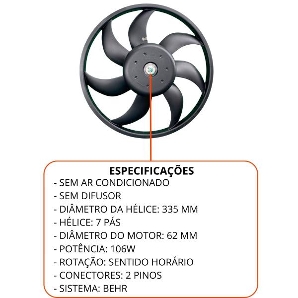 Imagem de Ventilador Palio Fire/Corsa Montana s/ar c/hélice 7 pás