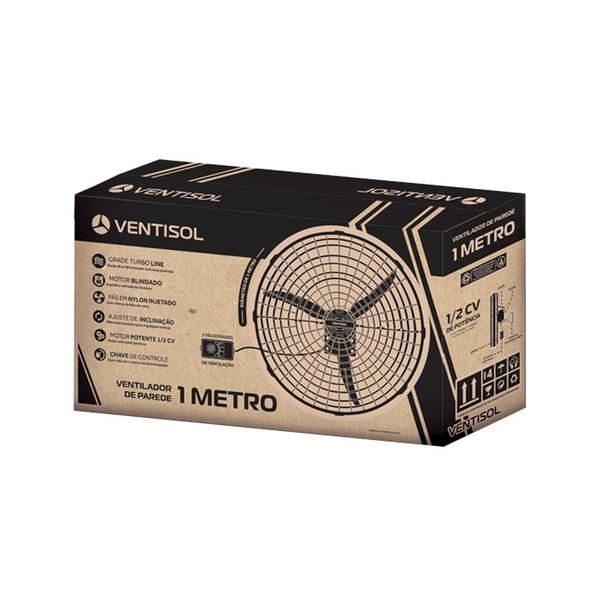 Imagem de Ventilador Parede 1 Metro 100cm 1/2HP Industrial GP VPM12 Ventisol 220V