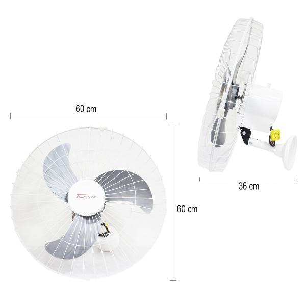 Imagem de Ventilador Parede 60cm 200W Industrial Turbo Turbão 3 Pás Bivolt 110V 220V Branco Vitalex