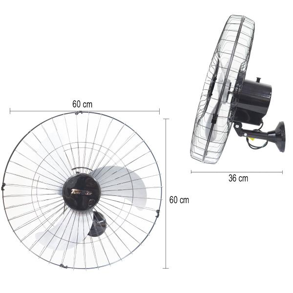 Imagem de Ventilador Parede 60cm 200W Industrial Turbo Turbão 3 Pás Bivolt 110V 220V Preto Vitalex