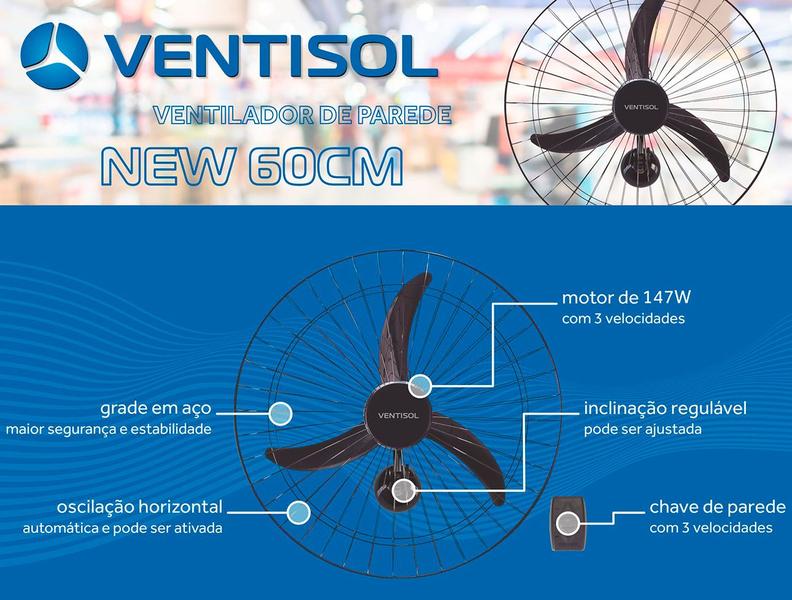 Imagem de Ventilador Parede 60cm New 147w Preto Ventisol