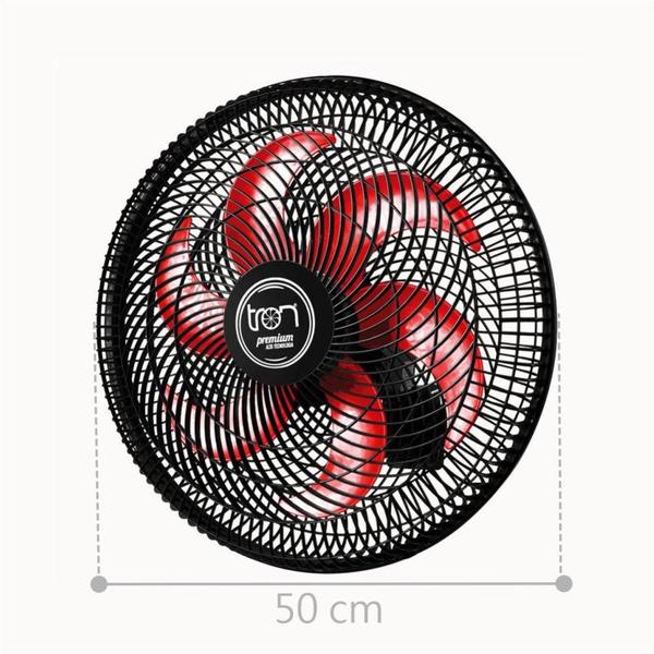 Imagem de Ventilador Parede Lorena Preto Oscilante 127V Pás Vermelho