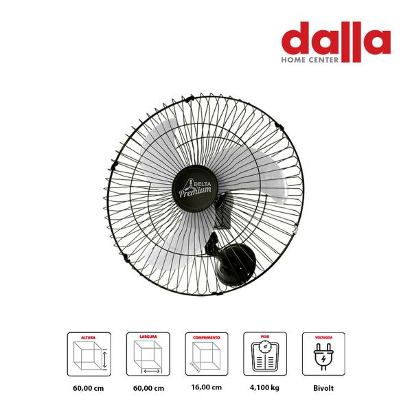 Imagem de Ventilador Parede Venti Delta Premium 60cm Preto Bivolt