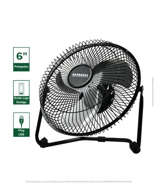 Imagem de Ventilador Pequeno Potente 6 Polegadas USB Alfacell