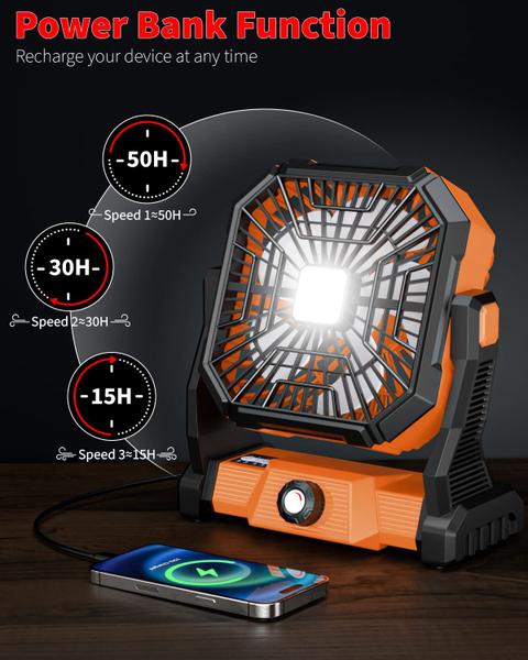 Imagem de Ventilador pessoal GIPAOE Camping com lanterna LED 20000mAh laranja