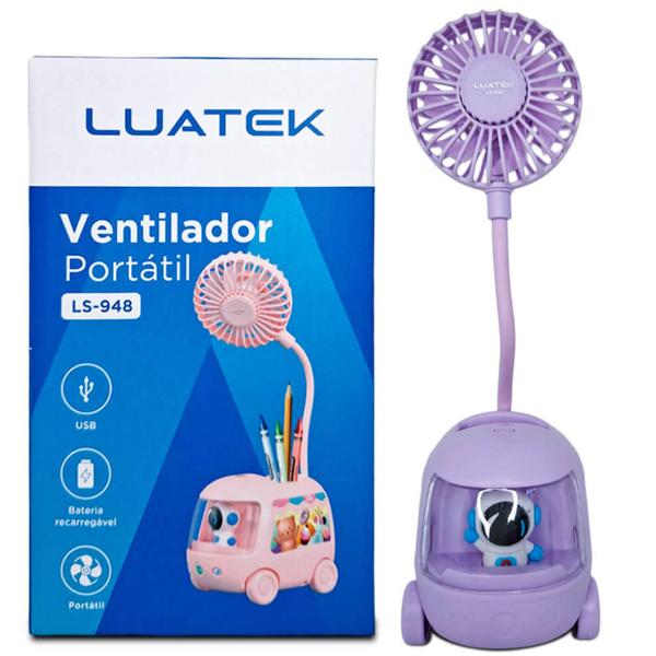 Imagem de Ventilador Porta Lápis 2 Velocidades com Bateria Recarregável