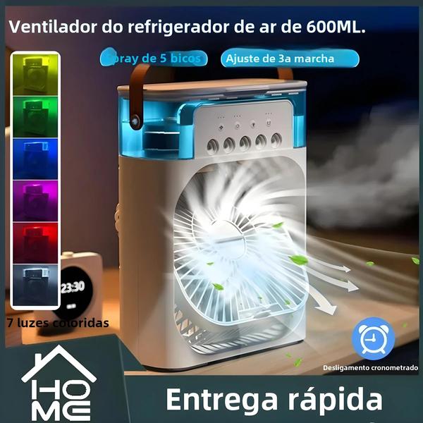 Imagem de Ventilador Portátil 3 em 1: Ar Condicionado, Umidificador e Luz Noturna