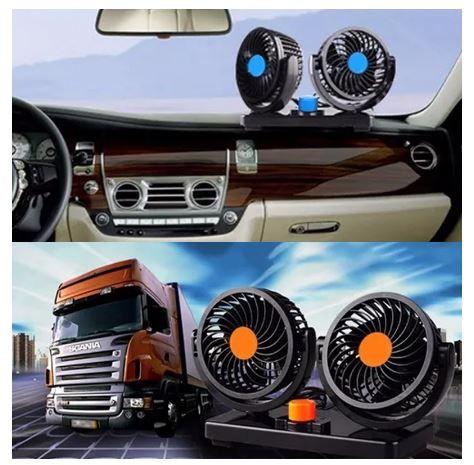 Imagem de Ventilador Portátil Automotivo 12v Carro Caminhão Van Duplo 2 Velocidades