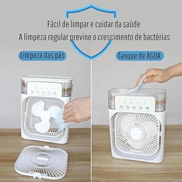 Imagem de Ventilador Portátil Branco Led 07 Cores Mini Ar Climatizador