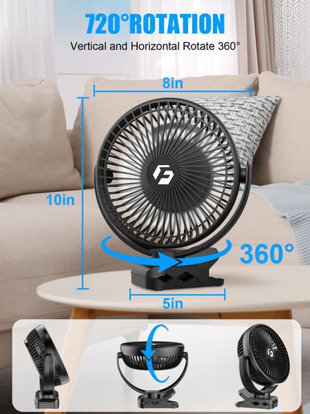 Imagem de Ventilador portátil com clip on FRIZCOL 12000mAh com luzes e controle remoto