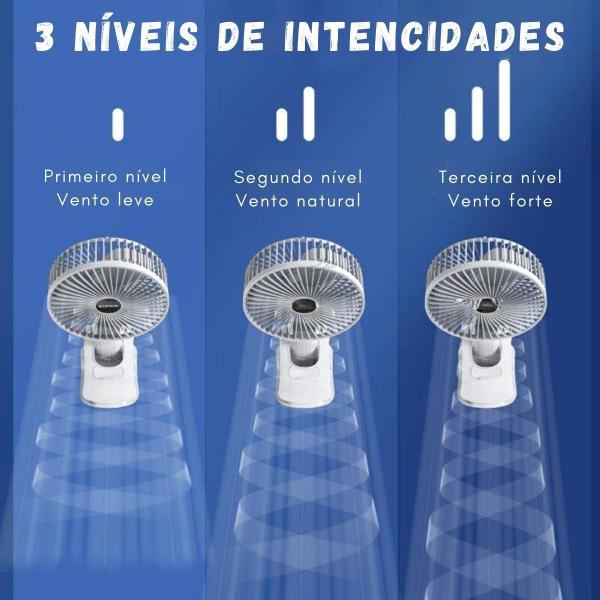 Imagem de Ventilador Portátil Com Clipe Longa Duração 3 Velocidades