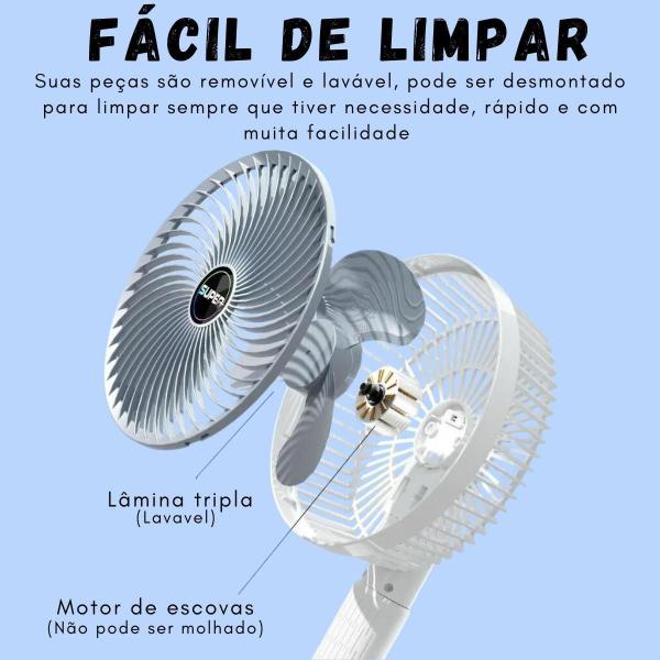 Imagem de Ventilador Portátil Com Clipe Longa Duração 3 Velocidades