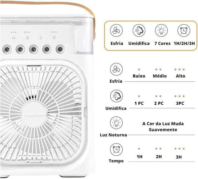 Imagem de Ventilador Portátil de Mesa Mini Ar Condicionado Umidificador Climatizador Água e Gelo