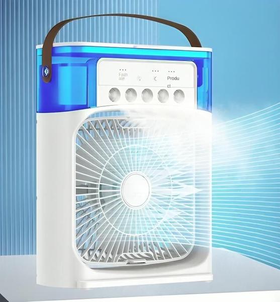 Imagem de Ventilador Portátil de Mesa Mini Ar Condicionado Umidificador Climatizador Led Água e Gelo 3 Velocidades Led 