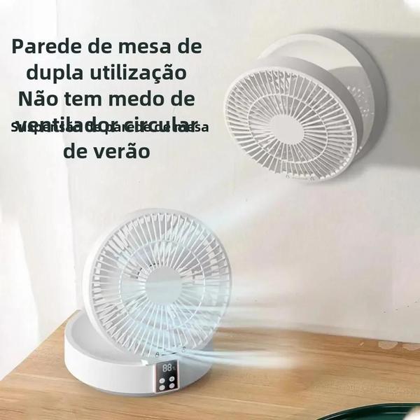 Ventilador Portátil Dobrável com Controle Remoto - Recarregável via USB Imagem de Ventilador Portátil Dobrável com Controle Remoto - Recarregável via USB