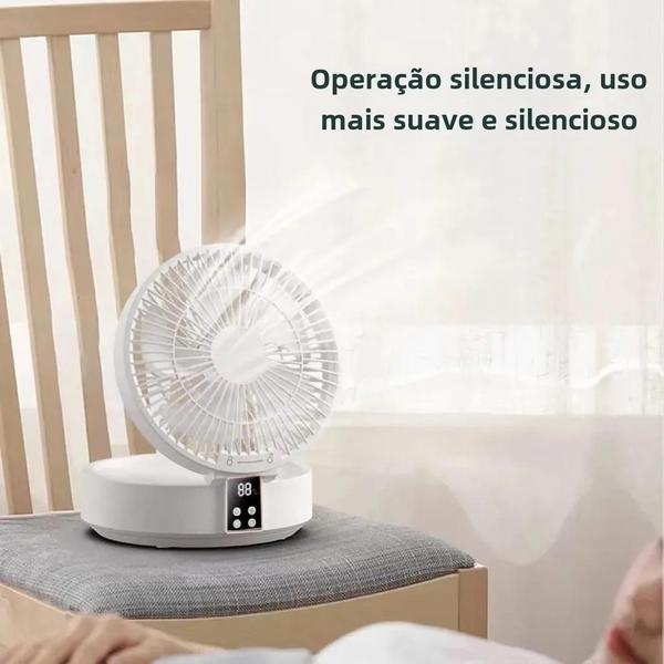 Ventilador Portátil Dobrável com Controle Remoto - Recarregável via USB Imagem de Ventilador Portátil Dobrável com Controle Remoto - Recarregável via USB