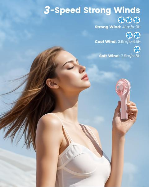 Imagem de Ventilador portátil Edvision Portable Mini com 3 velocidades USB rosa