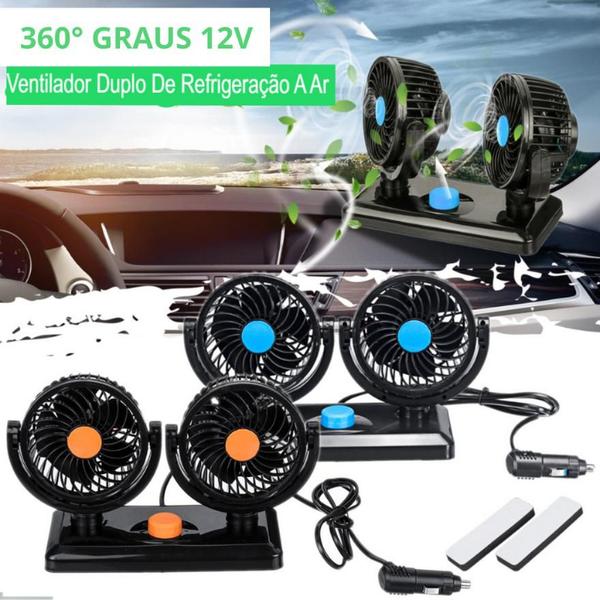 Imagem de Ventilador Portatil Para Veiculos Automotivo 360 12V Circulador De Ar Carro Caminhão Veicular Trailers Suporte Viagem longas Acessório Refrigeração