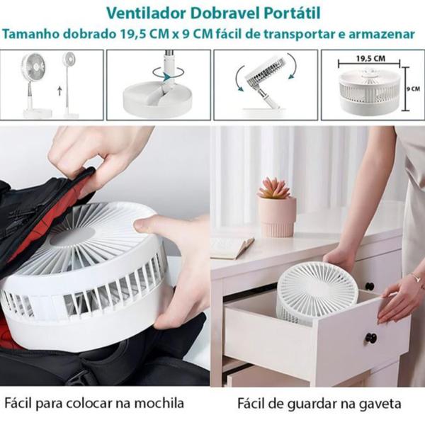 Imagem de Ventilador Portátil Silencioso Dobrável Recarregável Usb Mini Pequeno Cooler