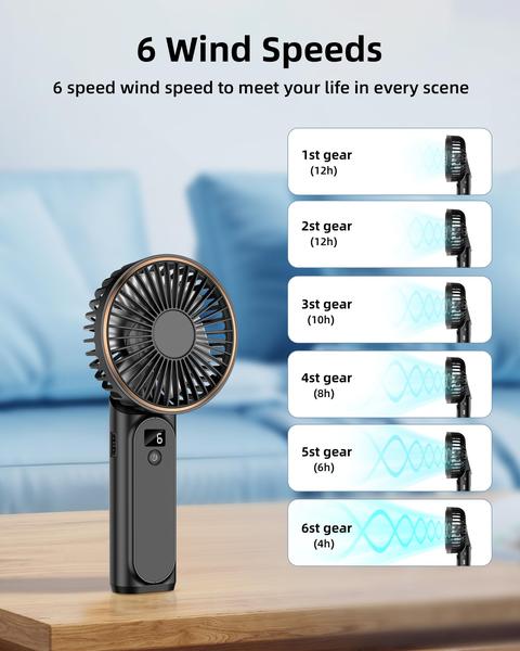 Imagem de Ventilador portátil TUNISE Recarregável Portátil 4000mAh 6 Velocidades