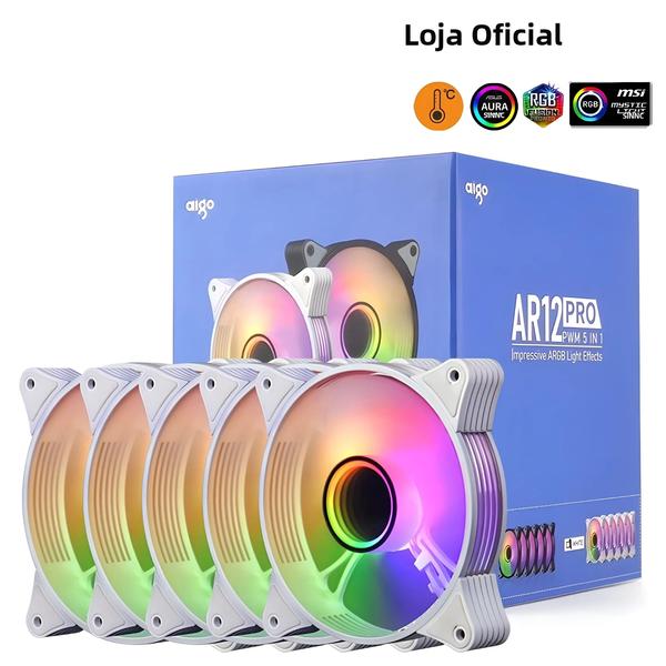 Imagem de Ventilador RGB 120mm Aigo AR12PRO para Gabinete de Computador - 4Pin PWM/3Pin 5V ARGB