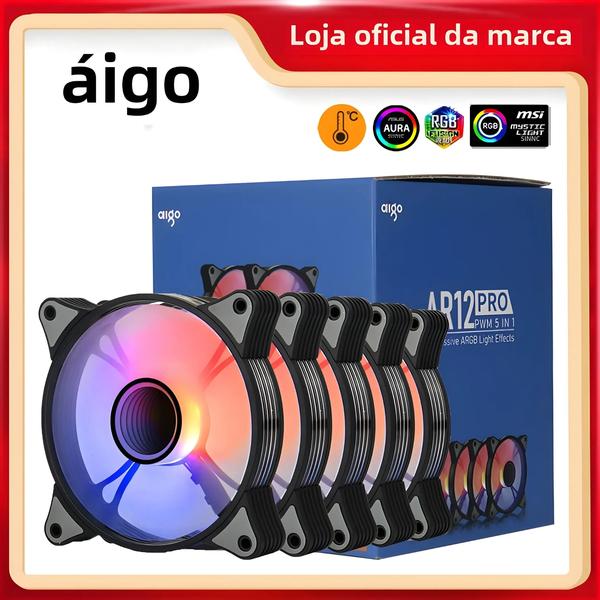 Imagem de Ventilador RGB 120mm Aigo AR12PRO para Gabinete de Computador - 4Pin PWM/3Pin 5V ARGB