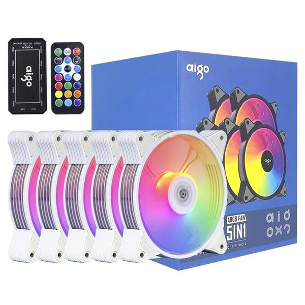 Imagem de Ventilador RGB Aigo AR12 120mm - Branco - Velocidade Ajustável - 12V ARGB