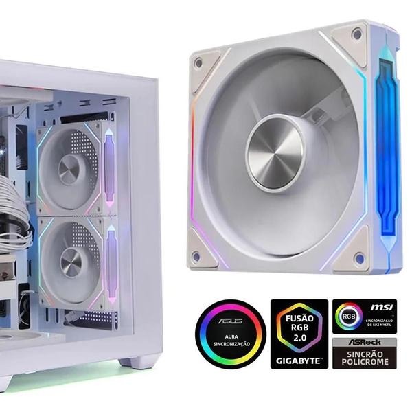 Imagem de Ventilador Silencioso ARGB de 120mm - 800-1800 RPM - 3/4 Pinos PWM - Efeito RGB