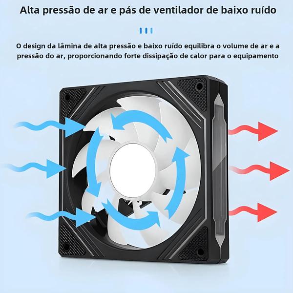 Imagem de Ventilador Silencioso para Gabinete de PC ARGB PWM 14cm UPSIREN PF-14 PRISM 4PRO 12V