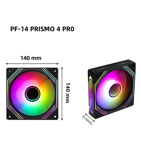 Imagem de Ventilador Silencioso para Gabinete de PC ARGB PWM 14cm UPSIREN PF-14 PRISM 4PRO 12V