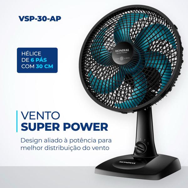 Imagem de Ventilador Super Power Mondial 30cm VSP-30-AP 6 pás 60w 110v