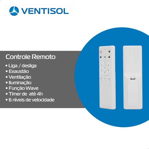 Imagem de Ventilador Teto Aires Branco 3 Pás Controle Remoto Luminária Silencioso Inverter Bivolt Ventisol